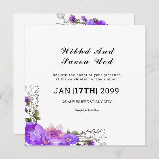 Square Gatefold Wedding Kaart (Voorkant / Achterkant)