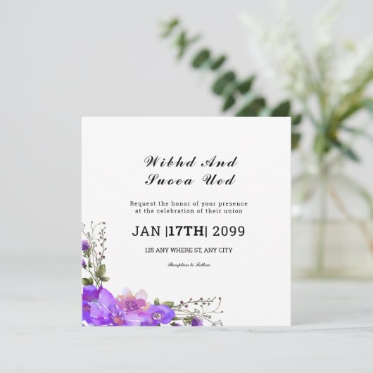 Square Gatefold Wedding Kaart (Staand voorkant)