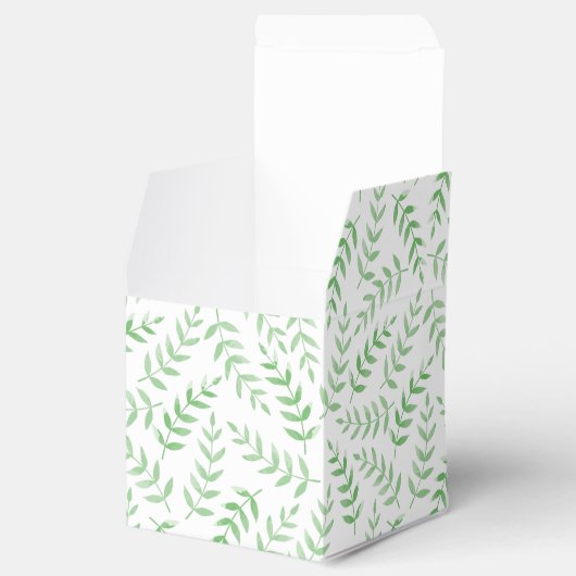 Square gift box - Leaves - green Bedankdoosjes (Geopend)