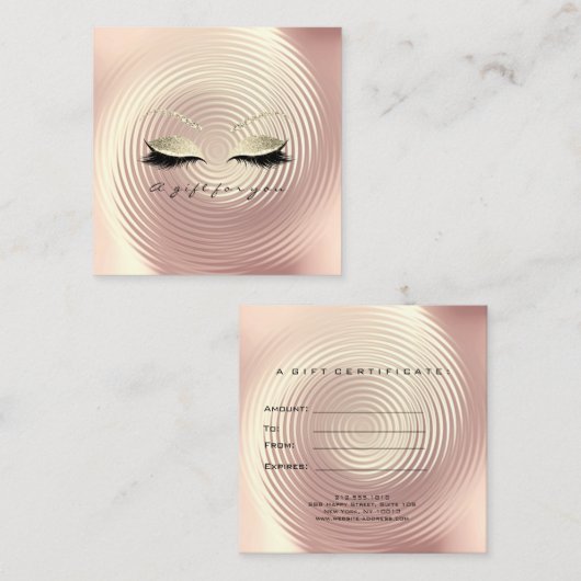 Square Gift Certificate Small Glitter Lash Makeup Kortingskaartje (Voorkant / Achterkant)