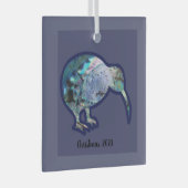 Square Glass Pāua Kiwi Bird Xmas Decoratie (Voorkant Rechts)