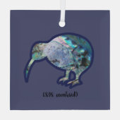 Square Glass Pāua Kiwi Bird Xmas Decoratie (Achterkant)