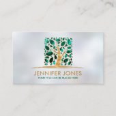 Square Gold Tree of life Art- Malachietbladeren Visitekaartje (Voorkant)