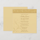 Square Golden Yellow Flourish Wedding Invitation Kaart (Voorkant / Achterkant)