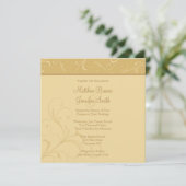 Square Golden Yellow Flourish Wedding Invitation Kaart (Staand voorkant)