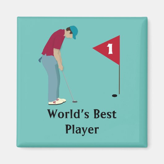 Square Golfer Putting Magnet (Voorkant)