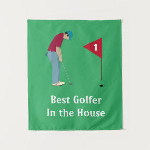 Square Golfer Putting Wandkleed