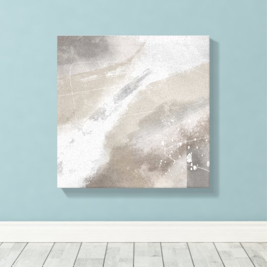Square Gray Beige Minimalist Modern Abstract Canvas Afdruk (Insitu (Houten vloer))