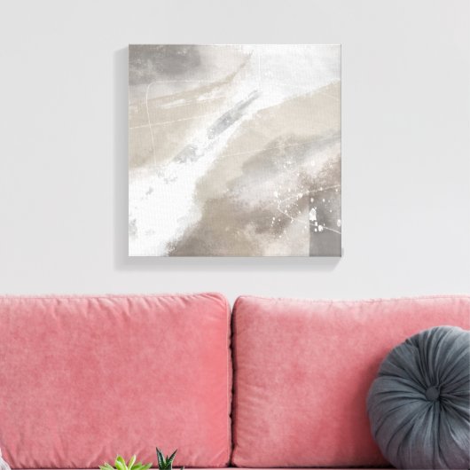 Square Gray Beige Minimalist Modern Abstract Canvas Afdruk (Insitu (Woonkamer))