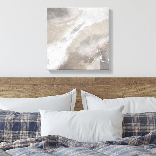 Square Gray Beige Minimalist Modern Abstract Canvas Afdruk (Insitu (Slaapkamer))