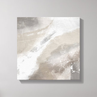 Square Gray Beige Minimalist Modern Abstract Canvas Afdruk