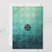 Square  Green Damask Gothic Wedding Invitati Kaart (Achterkant)
