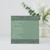 Square Green  Damask Wedding Invitation Kaart (Staand voorkant)