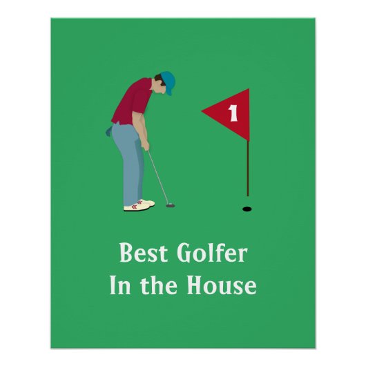 Square Green Golfer Putting Perfect Poster (Voorkant)