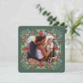 Square Green kerstflessen Foto Feestdagenkaart (Staand voorkant)