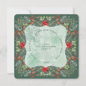 Square Green kerstflessen Foto Feestdagenkaart (Achterkant)