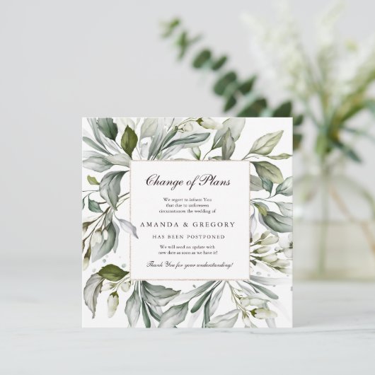 Square Greenery Change of Plans Announements Kaart (Staand voorkant)