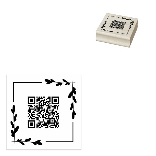 Square Greenery Lijst Uw QR-code Rubberstempel (Gestempeld)