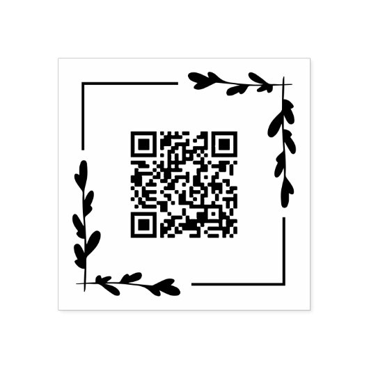 Square Greenery Lijst Uw QR-code Rubberstempel (Afrduk)