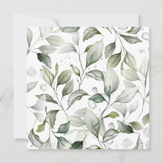 Square Greenery | Uitnodiging tot Waterverf bruilo (Achterkant)