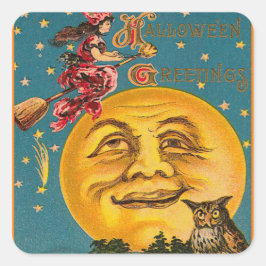 SQUARE HALLOWEEN STICKER  MOON