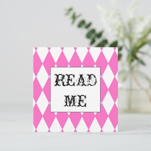 Square Harlequin Alice uitnodiging (Staand voorkant)