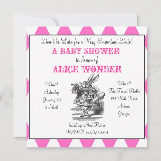 Square Harlequin Alice uitnodiging (Achterkant)