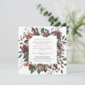 Square Herfst Waterverf Gedemd Floral Lijst Weddin Kaart (Staand voorkant)