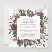 Square Herfst Waterverf Gedemd Floral Lijst Weddin Kaart (Voorkant)