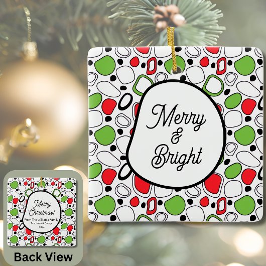 Square Holiday Ceramic Ornament – Personalize Text