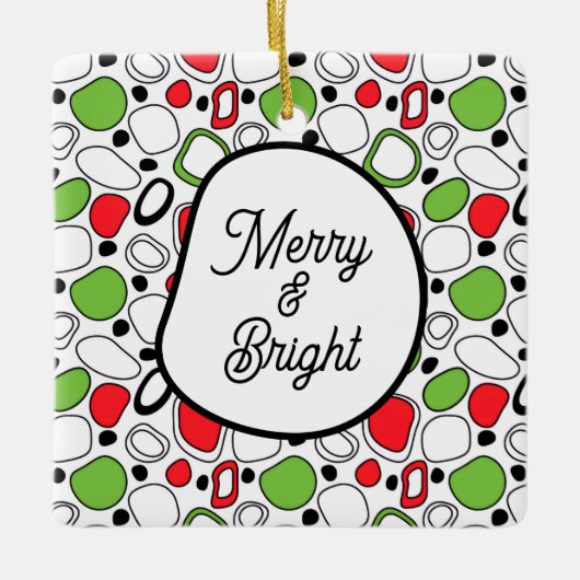 Square Holiday Ceramic Ornament – Personalize Text (Voorkant)
