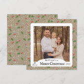 Square Holly Christmas Kaart (Voorkant / Achterkant)