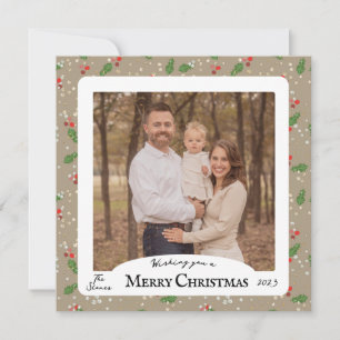 Square Holly Christmas Kaart