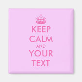 Square Houd rustig magneet met roze letters (Voorkant)