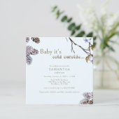 Square Icy Blue Baby Het is koud buiten douchen Kaart (Staand voorkant)