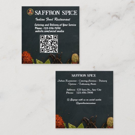 Square Indian Restaurant Visitekaartje (Voorkant / Achterkant)