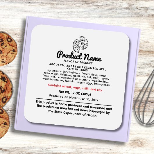 Square Indiana huisje voedsel wet labels