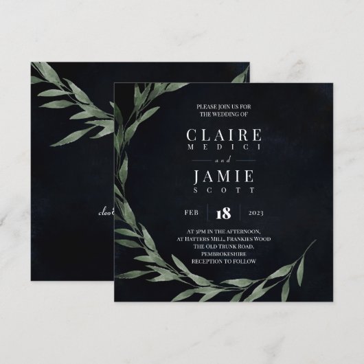 SQUARE INVITE Classic MIDNIGHT Feestdagenkaart (Voorkant / Achterkant)