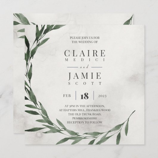 SQUARE INVITE Classic RUSTIC Feestdagenkaart (Voorkant / Achterkant)