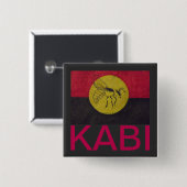 SQUARE KABI KABVAI IS BADGE - CRIMSON LETTERING. VIERKANTE BUTTON 5,1 CM (Voorkant /achterkant)