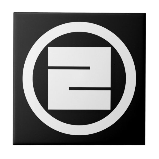 Square kanji-teken voor ÉÉN in cirkel Tegeltje (Voorkant)