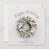 Square Kerstmis Wreated Business Feestdagenkaart (Voorkant)