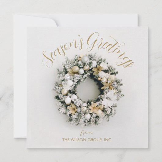 Square Kerstmis Wreated Business Feestdagenkaart (Voorkant)