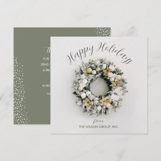 Square Kerstmis Wreater Business Hartelijk dank Feestdagenkaart (Voorkant / Achterkant)