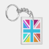 Square Key Ring - Vlag met multigekleurde Uniefact Sleutelhanger (Voorkant Links)
