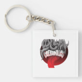 Square keychain with a graphic of smoke (voorkant)