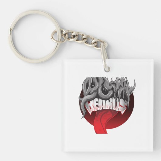 Square keychain with a graphic of smoke (voorkant)