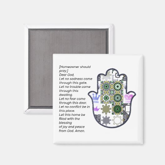 Square Khamsa Hand Magnet 1 Owner (Voorkant / Achterkant)