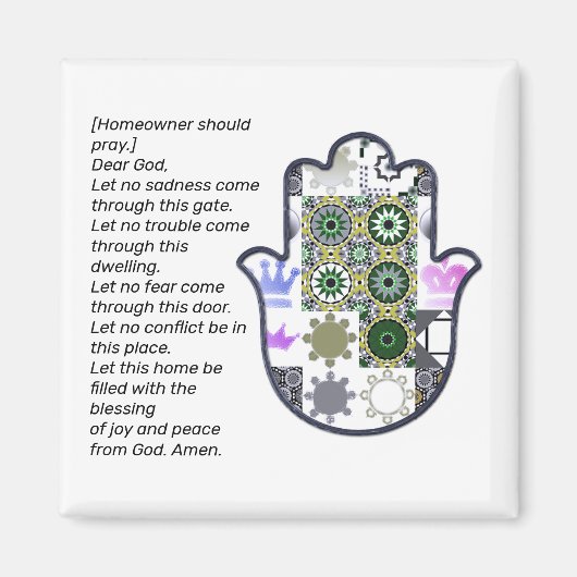 Square Khamsa Hand Magnet 1 Owner (Voorkant)