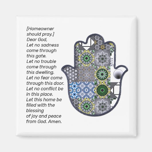 Square Khamsa Hand Magnet 2 Owner (Voorkant)